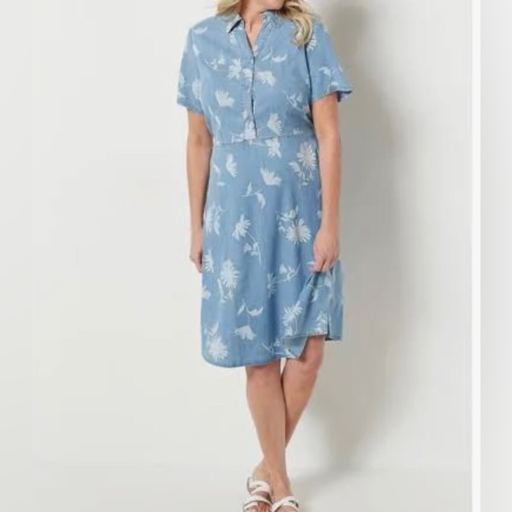 Denim & Co Summer Tencel Shirt Dress lightweight dress XL EUC